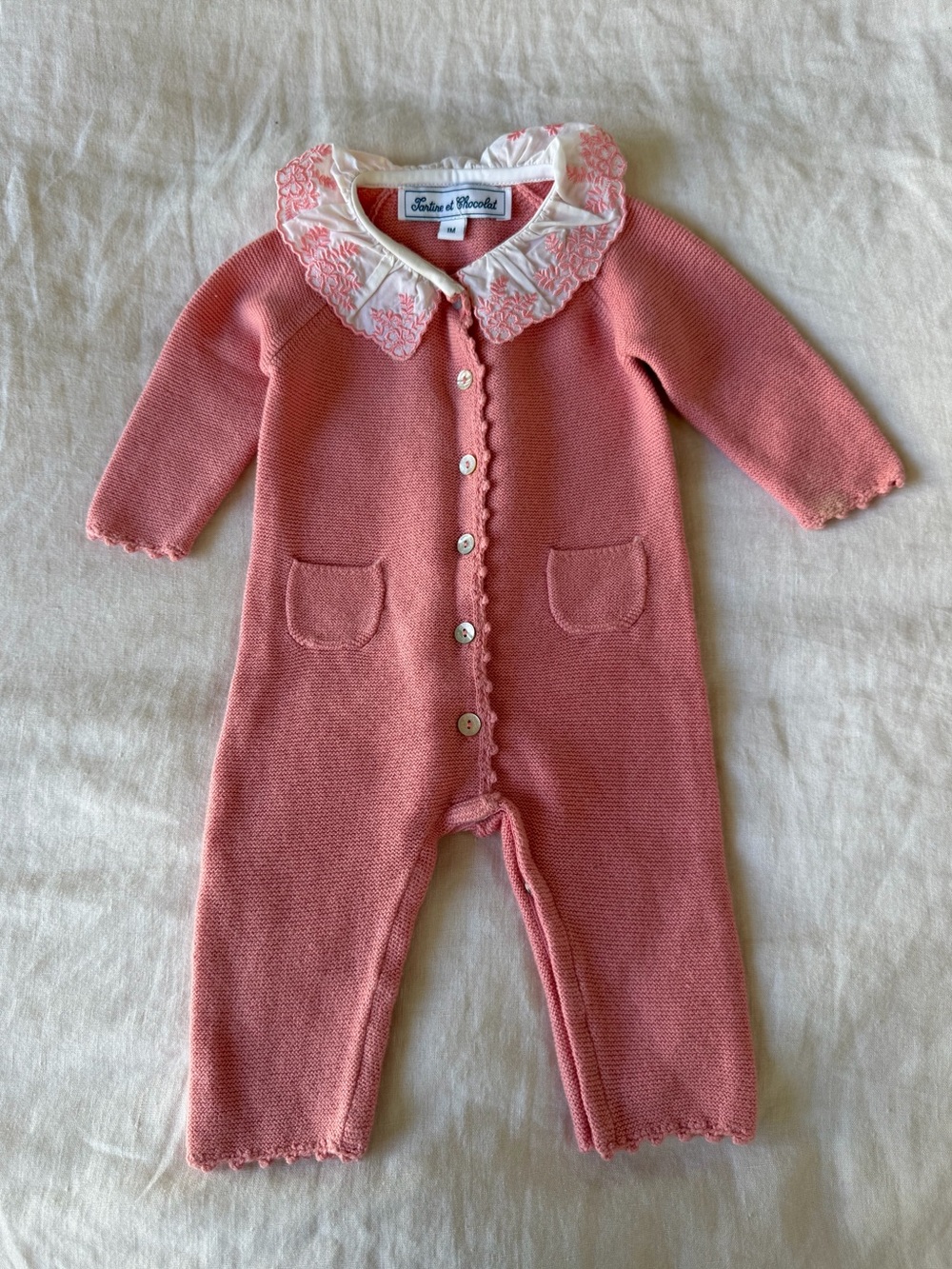 Tartine et Chocolat Baby Girl Pink Knit Playsuit Cotton Cashmere